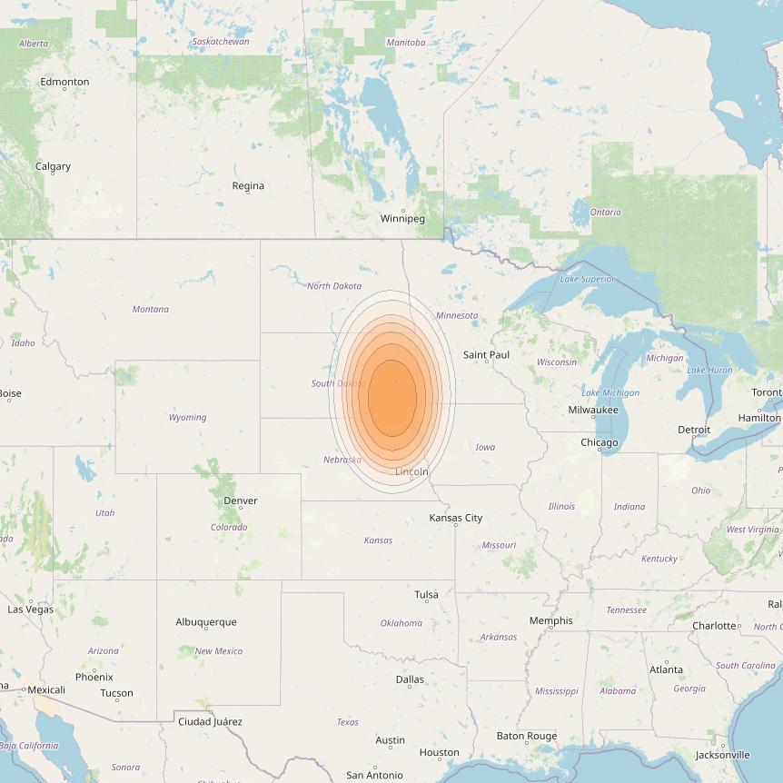 Echostar 19 at 97° W downlink Ka-band U027 User Spot beam coverage map