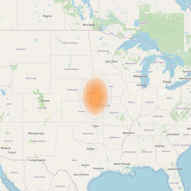 Echostar 19 at 97° W downlink Ka-band U046 User Spot beam coverage map