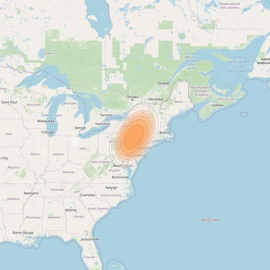 Echostar 19 at 97° W downlink Ka-band U052 User Spot beam coverage map