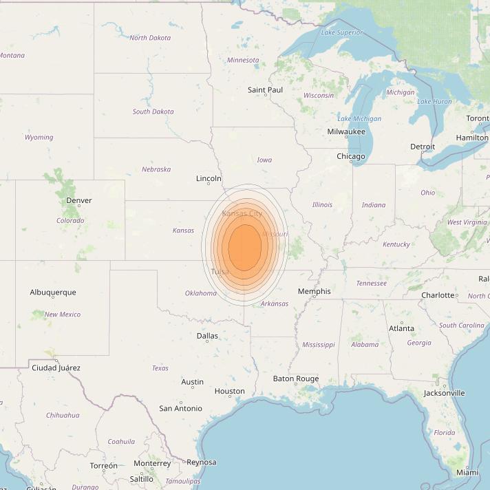 Echostar 19 at 97° W downlink Ka-band U063 User Spot beam coverage map