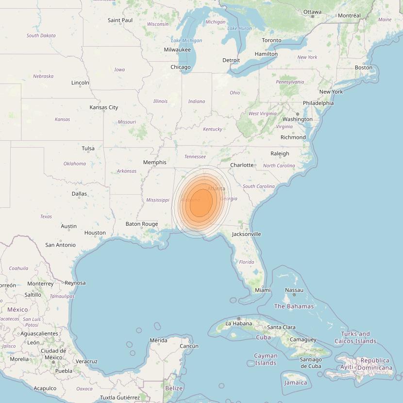 Echostar 19 at 97° W downlink Ka-band U096 User Spot beam coverage map