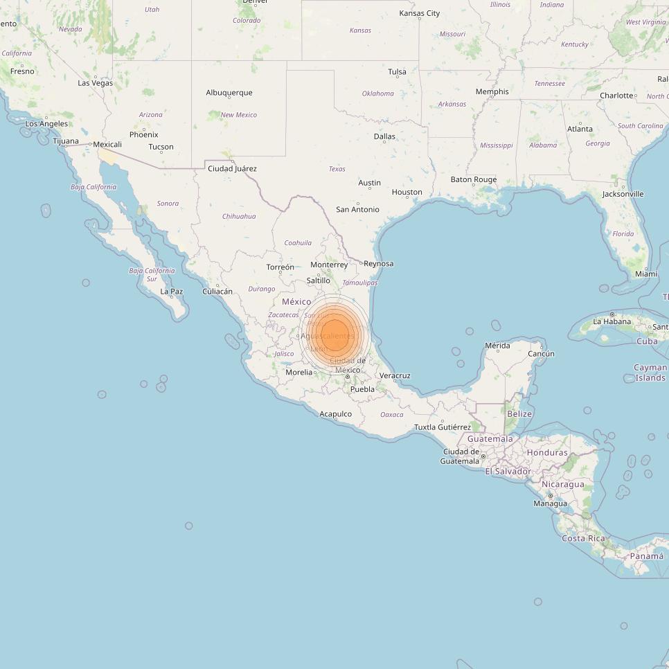 Echostar 19 at 97° W downlink Ka-band U124 User Spot beam coverage map