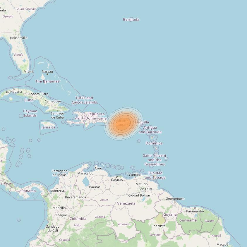 Echostar 19 at 97° W downlink Ka-band U136 User Spot beam coverage map