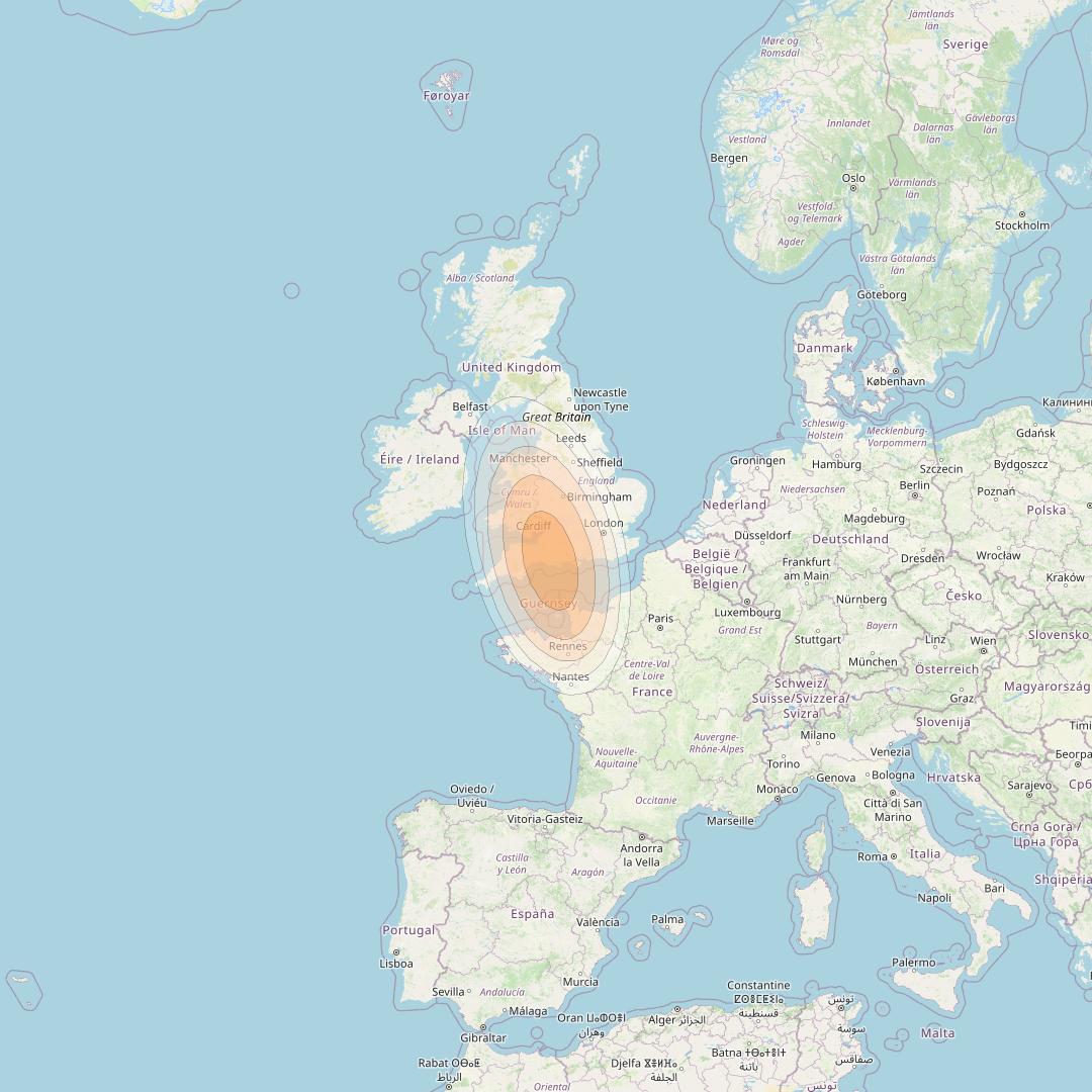 Eutelsat KA-SAT 9A at 9° E downlink Ka-band Spot 23 (GW3) beam coverage map