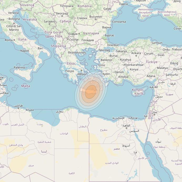 Eutelsat KA-SAT 9A at 9° E downlink Ka-band Spot 25 (GW7) beam coverage map