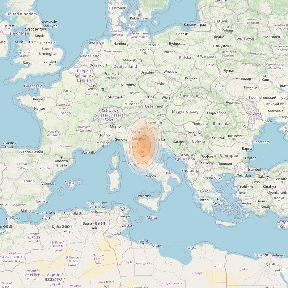 Eutelsat KA-SAT 9A at 9° E downlink Ka-band Spot 30 (GW6) beam coverage map