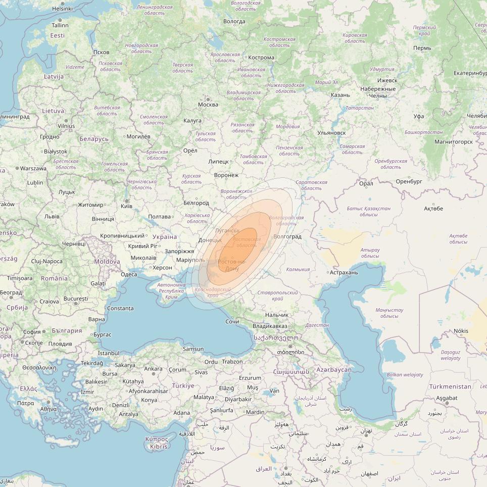 Eutelsat KA-SAT 9A at 9° E downlink Ka-band Spot 72 (GW5) beam coverage map